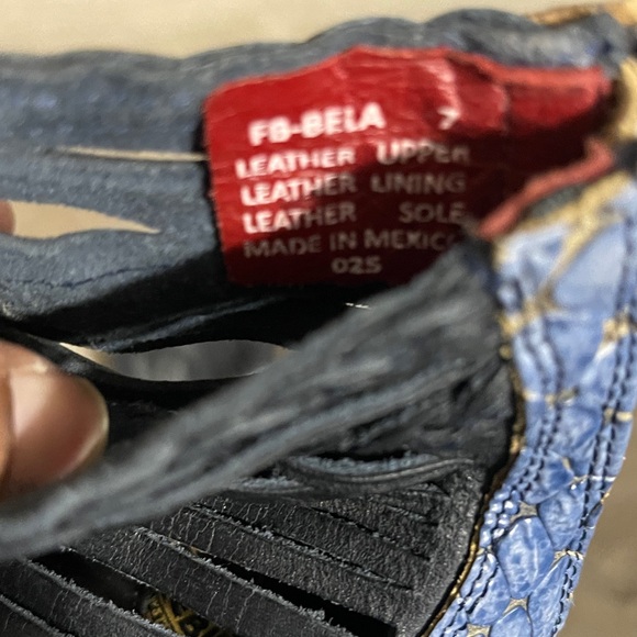 freebird bela blue leather block heel sandal 7 - Picture 8 of 8